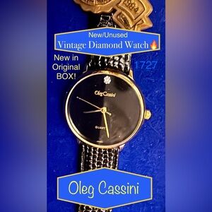 New🔥Vintage Oleg Cassini Certified Diamond Watch🔥Original Box/papers Great 🎁